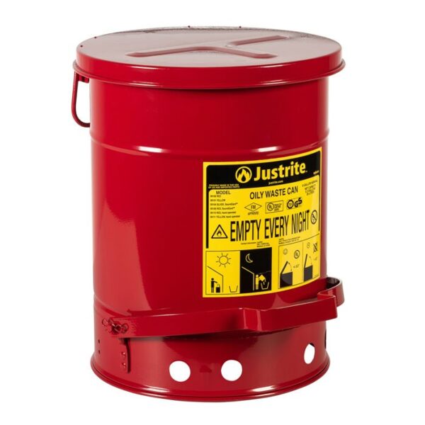 J-09108 (RED) - 20L CAPACITY SOUNDGARD OILY WASTE CAN W/FOOT OPERATED COVER 302MM OD x 403MM H x 5KG