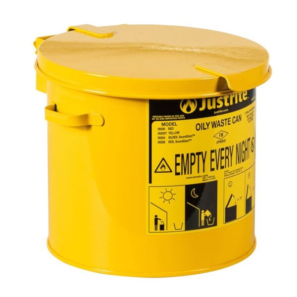 J-09200Y (YELLOW) - 8L CAPACITY COUNTERTOP OILY WASTE CAN 244MM OD x 232MM H x 3KG