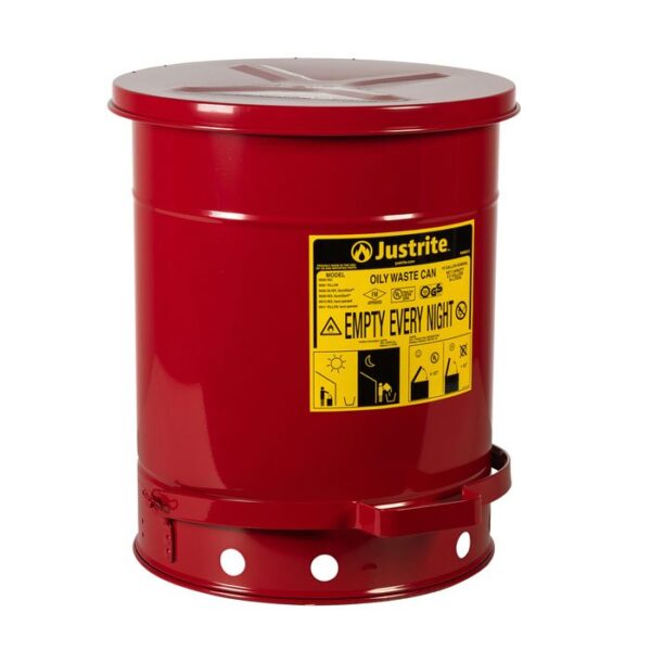 J-09308 (RED) - 34L CAPACITY SOUNDGARD OILY WASTE CAN W/FOOT OPERATED COVER 354MM OD x 464MM H x 5KG