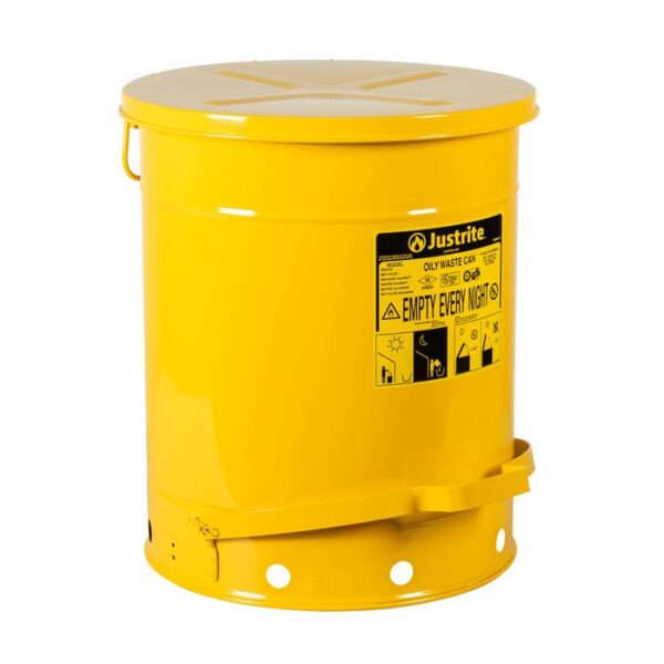 J-09301 (YELLOW) - 34L CAPACITY OILY WASTE CAN W/FOOT OPERATED COVER 354MM OD x 464MM H x 5KG