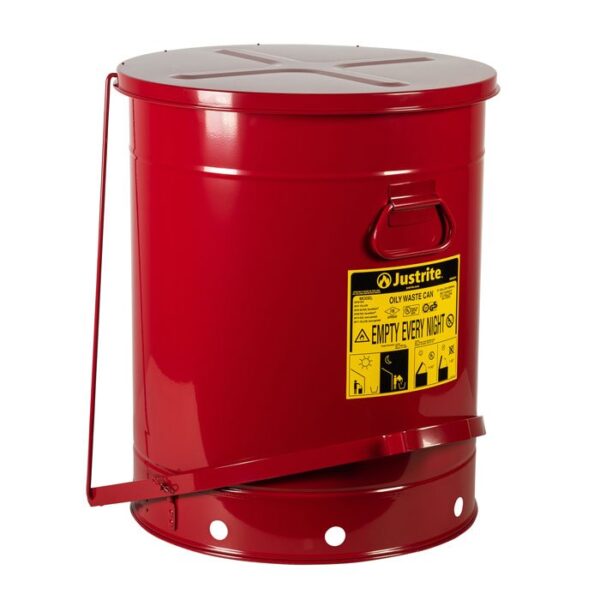 J-09700 (RED) - 80L CAPACITY OILY WASTE CAN W/FOOT OPERATED COVER 467MM OD x 595MM H x 10KG