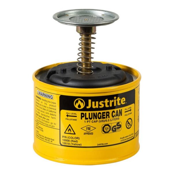 J-10018 (YELLOW) - 0.5L CAPACITY STEEL PLUNGER CAN 125MM OD x 133MM H x 1KG