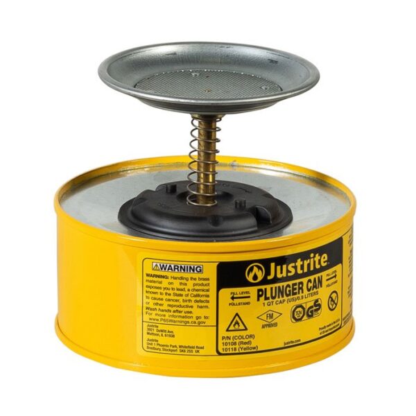 J-10118 (YELLOW) - 1L CAPACITY STEEL PLUNGER CAN 185MM OD x 143MM H x 1KG