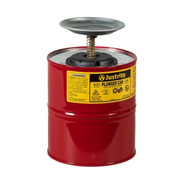 J-10308 (RED) - 4L CAPACITY STEEL PLUNGER CAN 185MM OD x 267MM H x 2KG