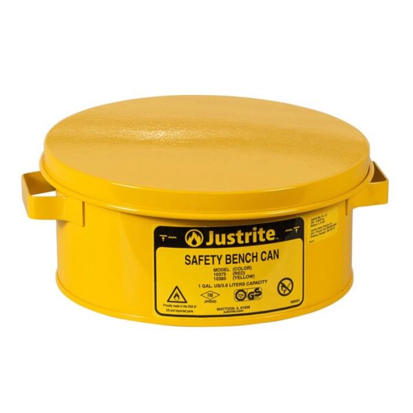 J-10385 (YELLOW) - 4L CAPACITY STEEL BENCH CAN 238MM OD x 114MM H x 2KG