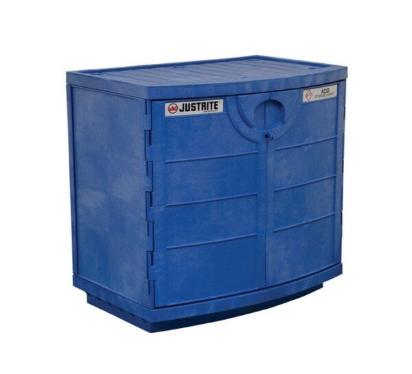 Justrite 24180 Polyethylene Corrosives/Acid Safety Cabinet (90L) Royal Blue Manual 2 Doors, 1 Shelf - Image 2