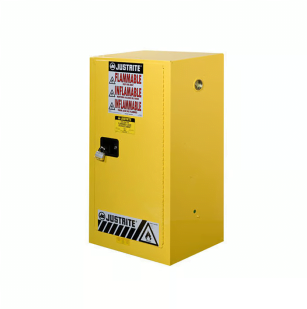 Justrite 891500 Flammable Safety Cabinet 15 Gallon (57L) Yellow Manual Closing 1 Door, 1 Shelf