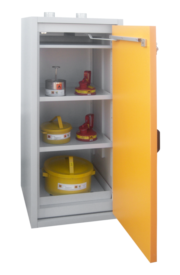 STORELAB SL-B802608A Type 30 Hazardous Storage Cabinet 15 Gallon (57L) Yellow/Grey Self-Closing 1 Door, 2 Shelves